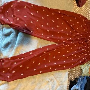 Red Pants with White leaf Pattern